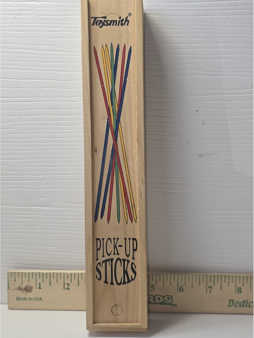 Vintage Style Toysmith Wooden Pick Up Sticks Game Wooden Storage Box Complete